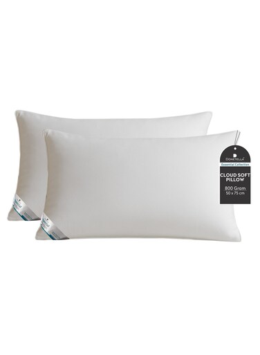 Hotel-Style Bed Pillow 2-Piece(900 g Each)Luxury Down Alternative Pillow Breathable Covers With Brushed Microfiber and Satin Stripes, White