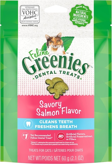 Greenies Feline Dental Treats Savory Salmon Flavour for Cats 60g - 2.1 oz.