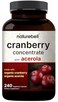 Naturebell Cranberry Pills 36,000Mg With Acerola, 180 Veggie Capsules, 100:1 Fresh Cranberries Extract - Made With Organic Ingredients - Supports Urinary Tract Health - Sugar Free