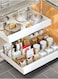Pull out Cabinet Organizer, Expandable Heavy Duty Slide out Drawers Fixed with Adhesive Nano Film for Pots, Roll out Shelf Storage for Kitchen Base Cabinet Organization, Pantry, Bathroom, 42*32*7CM