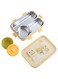 Bear Family Stainless Steel Lunch Box, Stainless Steel Bento Box 3-Compartments, Multifunctional Lunch Box with Soup Bowl, Spoon &amp; Chopsticks, Compact Lunch Box for Office and Students (Yellow)