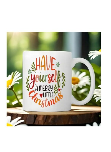1pc Festive Ceramic Coffee Mug, Double-Sided "Have Yourself a Merry Little Christmas" Design, 11oz Novelty Drinkware for All Seasons, Ideal Christmas and New Year Gift