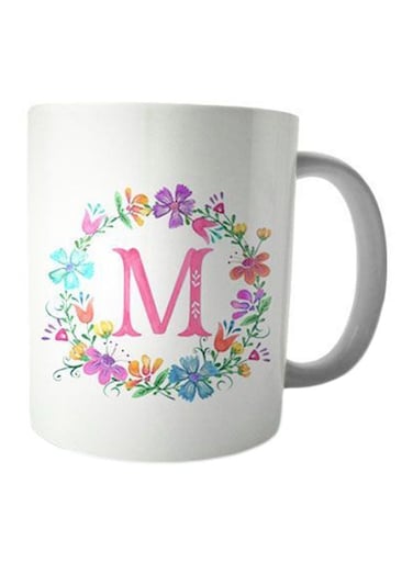Print Printed Ceramic Coffee Mug White/Pink/Blue Standard