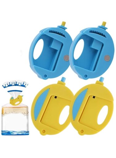 Azonee Chip Clips, Bread Clips, Bag Clips, Magnetic Clips, Food Packaging Clips, Bread Bag Clips for Chips and Other Food Bags, Reusable Squeeze and Lock Bread Bag Sealer, Snack Sealing Clips (4 Pcs)