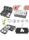 Ice Cube Trays Set of 4 Silicone Ice Trays with Lid Easy-release Ice Cube Molds for Freezer - Rose, Diamond, Sphere, Square and Hexagon Shapes BPA Free Silicone Ice Molds