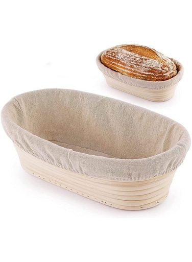 SKEIDO Oval Bread Proofing Basket Baking Supplies Rattan Banneton Brotform Portable Sourdough Banneton Bread Basket Woven Kitchen Tools 25x15x8cm