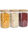 ATK_Set of 3 See Through Glass Jar, Airtight Glass Storage Canister, Clear Food Storage Container Jar with Sealing Bamboo Lid for Noodles Flour Cereal Rice Sugar Tea Coffee Beans,1100ML