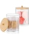 Joyzzz Qtip Holder Dispenser, 2 Pack Bathroom Storage Jars Cotton Ball Holder, Clear Plastic Acrylic Cotton Ball Holder with Dust Lid, Bathroom Organizer for Cotton Ball, Cotton Swab, Cotton Pa