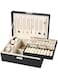 TAME Jewelry Box, Jewelry Box Organizer For Women Girls, Double Layer Jewelry Storage Case Display Earrings Bracelets Rings Necklaces, Pu Leather Large Jewelry Organizer Storage Case With Lock
