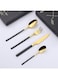 Premium Cutlery Set - Black/Gold Stainless Steel Utensils with Mirror Polished Finish, Food-Grade Steel &amp; Anti-Rust Coating - Luxury Dining Set for Steak, Salad, Dinner &amp; Formal Events