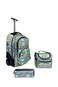 3-Piece Rolling School Set, 18-Inch Wheeled Backpack with Matching Lunch Bag and Pencil Case.(White Bus Print)