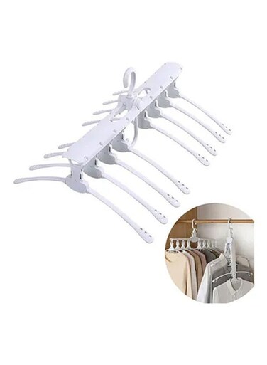 Multilayer Folding Plastic Rotating Clothes Hanger White