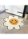 Sunflower Rug for Bedroom, Cute Smiley Face Rug Water Absorption Non Slip Carpet Super Soft Stairs Playroom Entryway Doormat Shower Room Bathtub Side Carpet Home Indoor Entry Mat(Diameter 80cm,White)