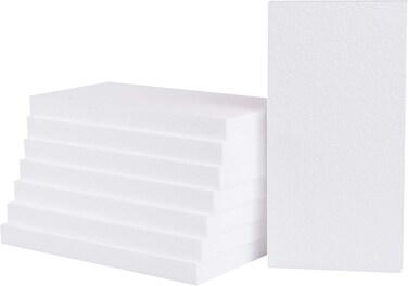 CRAFT MAGIC 8-Pack Foam Blocks &ndash; EPS Polystyrene Sheets for Crafting, Modelling, Art Projects and Floral Arrangements (6 &times; 12 &times; 1 Inch)