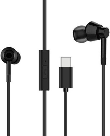 Nokia WB-102 Wired Earphones, 10mm Driver Size, In-Line Mic, Tangle-Free Cable, Type-C Connectivity, 1.2mm Cable Length, Black   WB-102-Black
