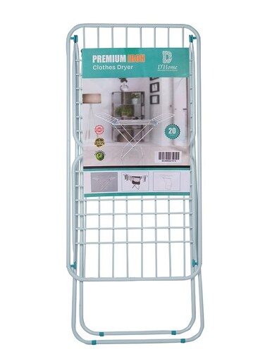Extendable Clothes Drying Stand &ndash; Anti-Slip Feet Sturdy &amp; Stable Clothes Drying Rack, Space-Saving Drying Rack with 20M Drying Area, White Iron Frame, No Assembly Needed, Indoor/Outdoor Use
