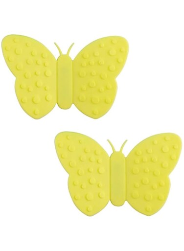 Fissman Silicone Butterfly Shaped Pot Holder Magnet Anti-Scald Device Set of 2pcs, Pot Clips, Hot Pot Holder for Home Kitchen Tool Gadget, with Upgraded Magnet as Fridge Magnets Use (Yellow)