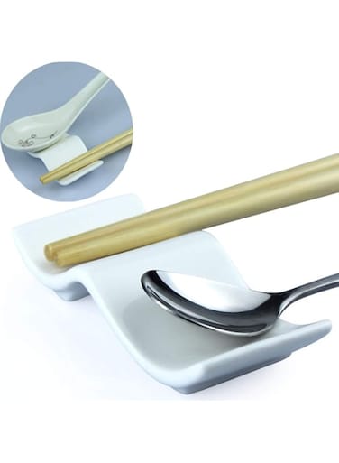 Woonsoon Ceramic Chopsticks Rest Rack Set of 6pcs,Chinese Style Dinner Spoon Stand Knife Fork Holder Porcelain Chopsticks Stand
