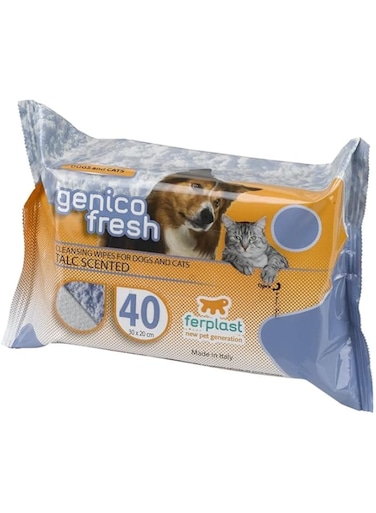 Ferplast Genico Fresh Wet cleaning Wipes Count - 40, Flavor - Talc, Dimension - 20 x 30cm