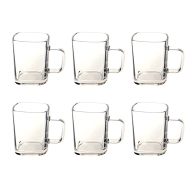 Tea Glasses 180ml - 6 Pack - Clear Square Glass Espresso Drinkware, Cups, Transparent Tea Cup for Hot/Cold Beverages, Glassware Set for Americano, Latte, Cappuccino