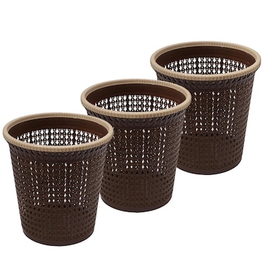 Kitchen Trash Can, Waste Basket Trash Bin Round Shape, Ideal Garbage Trash Can for Home &amp; Office Waste - Pack of 3 - Multicolor