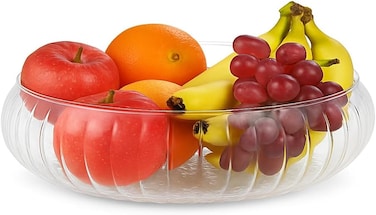 Glass Bowl, 23cm, Dining-Serving Glass Fruit Bowl,Decorative, Bowl,Decorative Pedestal Bowl for Table D&eacute;cor,Fruit Bowl for Kitchen Counter Decor