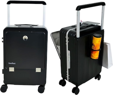 Carry-on Luggage, 20-inch Luggage Carry On Luggage, Travel ABS Luggage, Carry On Cabin Travel Trolley Bag with Combination Lock and 4 Spinner Wheels,ABS+PC Harshell (Black)