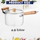 Saucepan 4.5 Liter Cooking Saucepan with Lid and Double Wooden Handle Glass Saucepan with Cover, Borosilicate Glass Cookware