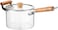 Saucepan 4.5 Liter Cooking Saucepan with Lid and Double Wooden Handle Glass Saucepan with Cover, Borosilicate Glass Cookware