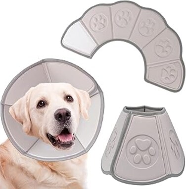 Joyzzz Pet Recovery Collar, Soft Velcro Dog Cone Collar, Comfort Pet Recovery Cone Collar, Adjustable Protective Cone Collar for After Surgery, Dogs Cats, Large Dogs Cats (M 33-38cm)