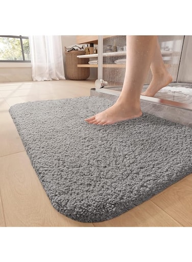 Color&amp;Geometry Light Grey Thick Bathroom Rugs 50x80 cm- Upgrade Your Bathroom with Soft High Pile White Bath Mat- Non Slip, Absorbent, Washable Bath Rug/Carpet for Outside Shower Floor/Tub