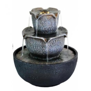 3-Tier Indoor Tabletop Water Fountain with LED Light &amp; Silent Pump - Zen Home Decor


