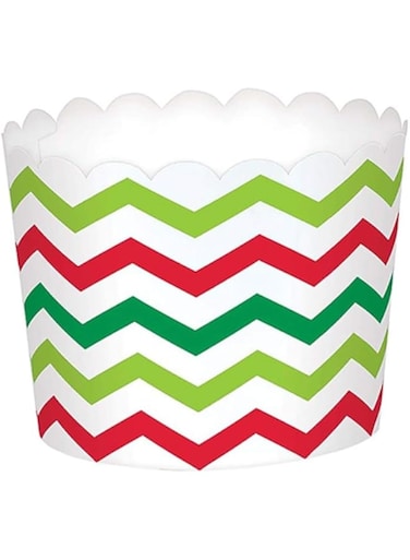 Amscan Christmas Scalloped Paper Treat Cups, Multicolor