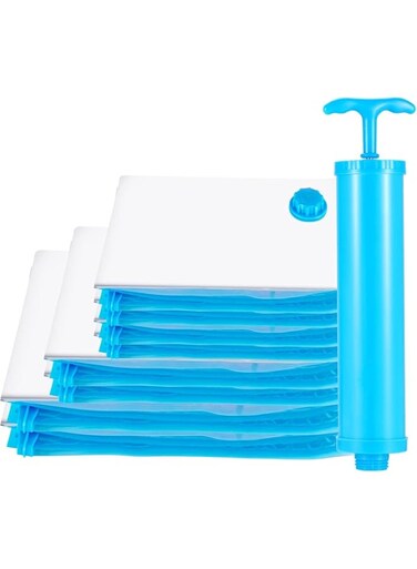 SOBEE Vacuum Storage Bags,11Pack Vacuum Compression Storage Bags with Hand Pump,Reusable Vacuum Sealer Bags for clothes, blankets, bedding, pillows and Duvet (11)