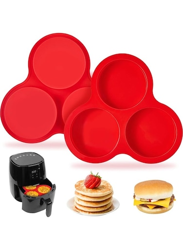 Pack Air Fryer Silicone Egg Molds, 4 Inch Jumbo Round Muffin Top Pans for Breakfast Sandwiches, Egg Bites, Hamburger Buns, Tart