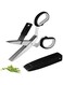 Joyoldelf Gourmet Herb Scissors Set - Master Culinary Multipurpose Cutting Shears with Stainless Steel 5 Blades, Safety Cover and Cleaning Comb for Cutting Cilantro Onion Salad (Black)