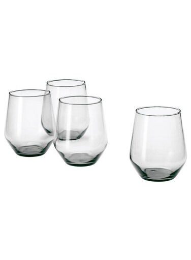 Glass Drinking Glass, 45 cl, Squared Bowl Design, 4-Pack