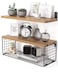 2-Piece Wall Mounted Decorative Storage Rack Metal And Wood Black