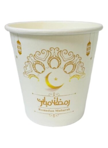 50 PCS Ramadan Mubarak Special Paper Cups, Elegant Cups for Quava &amp; Tea, Disposable Cups for Iftar &amp; Suhoor, Festive Designs for Ramadan Gatherings