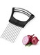 Onion Holder for Slicing, Stainless Steel Onion Slice Holder, Onion Cutter for Slicing, Vegetable Cutter for Potato, Tomato, Avocados, Eggs, Food Slicer Assistant Tool for Slicing Fruit Lemon and Meat