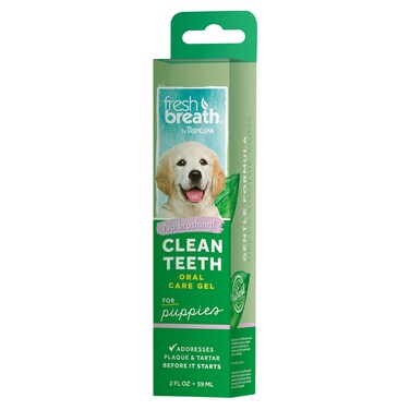 TropiClean Fresh Breath No Brushing Clean Teeth Dental &amp; Oral Care Gel for Puppies, 2oz