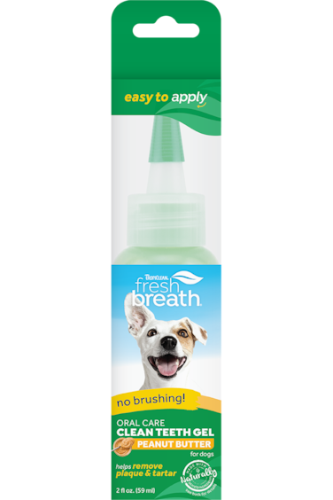 TropiClean Fresh Breath No Brushing Peanut Butter Flavor Clean Teeth Dental &amp; Oral Care Gel for Dogs, 2oz