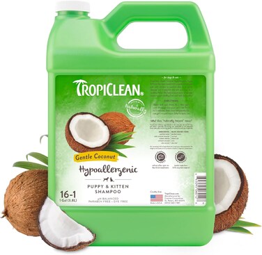 TropiClean Gentle Coconut Hypoallergenic Puppy &amp; Kitten Shampoo, 1 gallon
