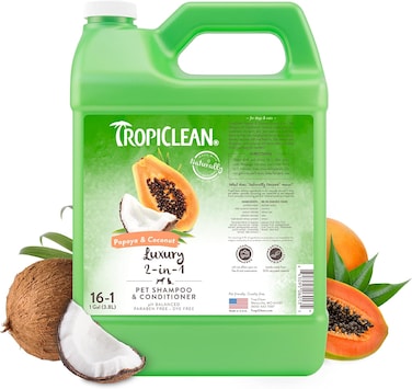 TropiClean Papaya &amp; Coconut Luxury 2-in-1 Shampoo and Conditioner for Pets, 1 gallon
