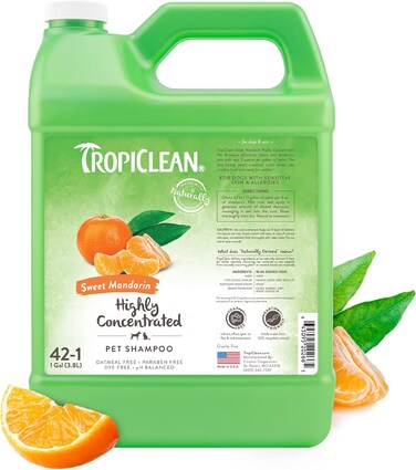 TropiClean Sweet Mandarin High Concentrate Shampoo for Pets, 1 gallon