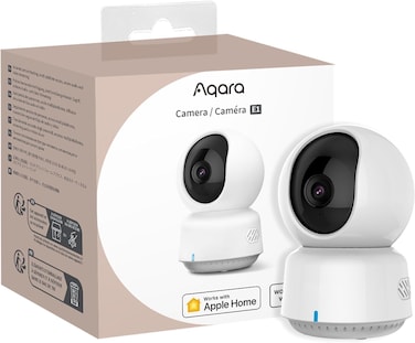 Aqara 2K Indoor Security Camera E1, Pan &amp; Tilt, HomeKit Secure Video Indoor Camera, Two-Way Audio, Night Vision, Person Tracking, Wi-Fi 6, Plug-in Cam Supports HomeKit