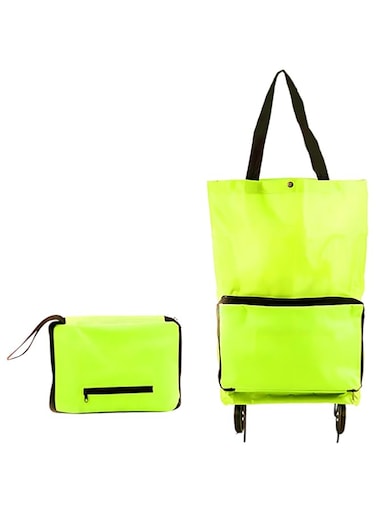 Folding shopping cart, supermarket trolley with rubber wheel Oxford cloth bag, reusable folding bag, large capacity ultra-light portable handbag, travel, camping, a must-have artifact at home (Green)