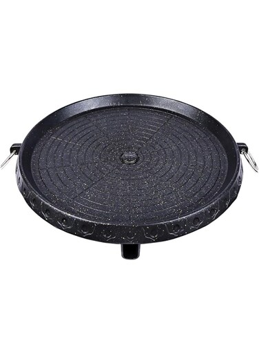 Arabest BBQ Grill Pan, 32cm Nonstick Round Aluminum Induction Grill Pans Korean BBQ Grill for Stove Tops, Maifan Coated Surface Non-stick Smokeless Barbecue Plate for Indoor Outdoor BBQ (Round)