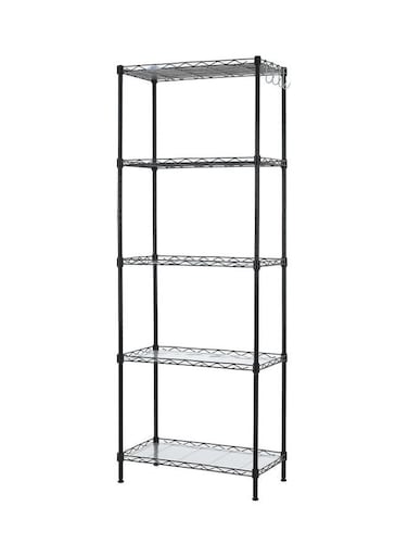 5 Tier Wire Shelves Heavy Duty Black 16.5x55.5x32cm