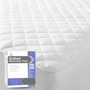 MUSA Quilted Fitted Mattress Pad - Elastic Deep Pocket Protector for Single/Twin Mattresses